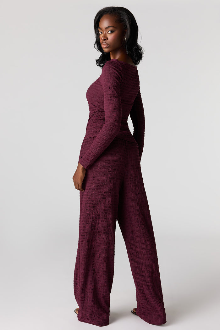 Textured Wide Leg Pant