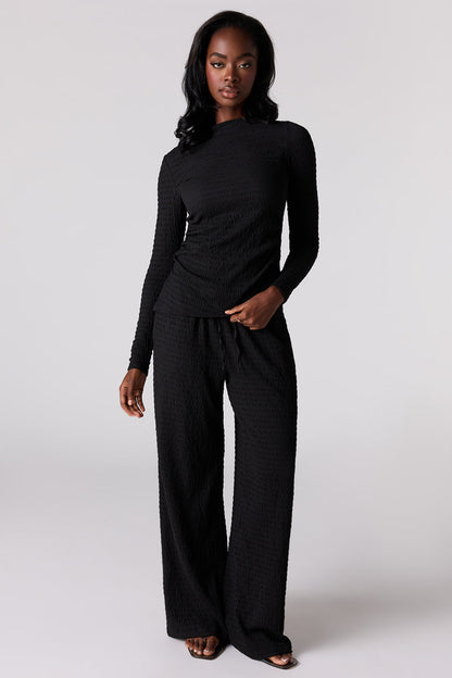 Textured Wide Leg Pant