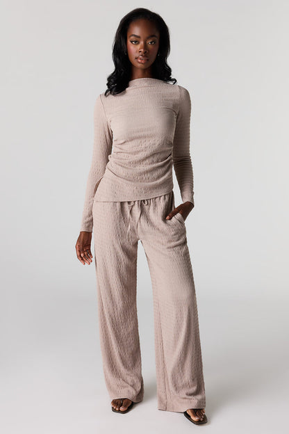 Textured Wide Leg Pant