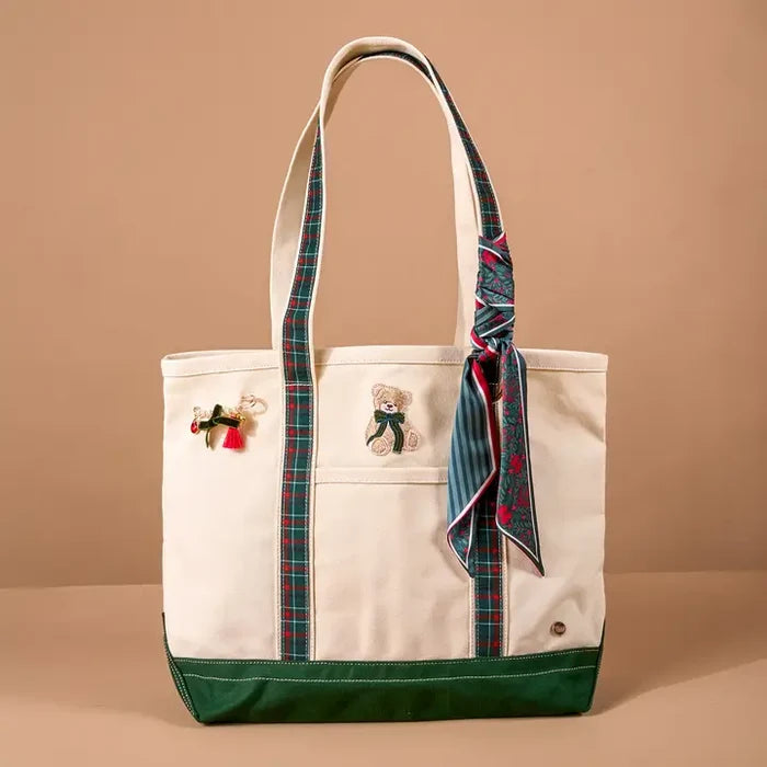 The Darling Canvas Tote - Evergreen Plaid