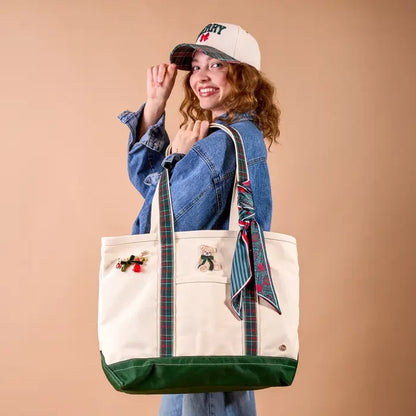 The Darling Canvas Tote - Evergreen Plaid