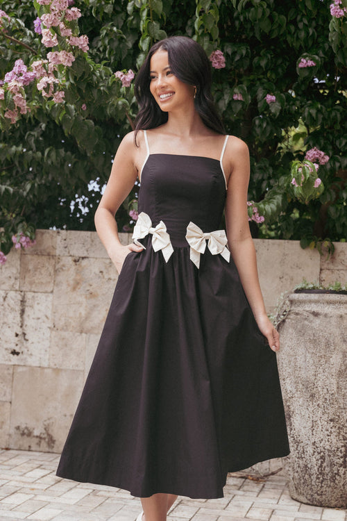 Petal and Pup USA DRESSES Tia Midi Dress - Black (Hold for Rack)
