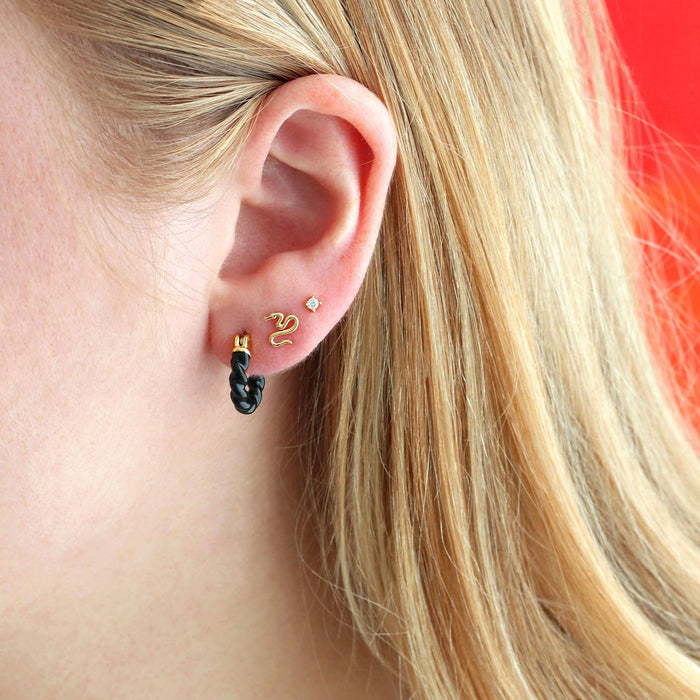Tiny Snake Stud Earrings | 18K GV