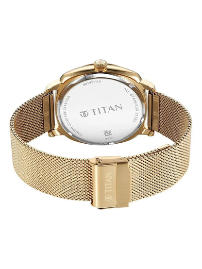 Titan Classique Suave Multifunction Analog With Champagne Dial Watch - NT90189YM02