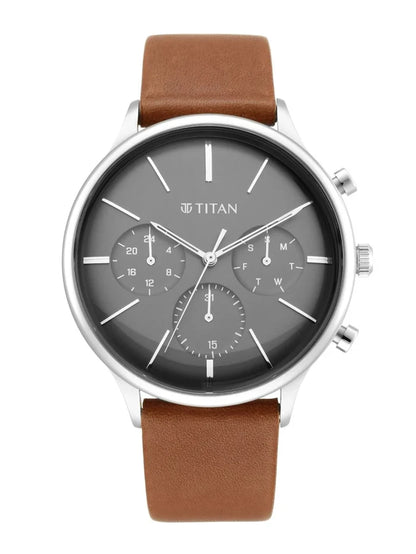 Titan Light Leathers Multifunction Analog With Anthracite Dial Watch - NT90134SL01