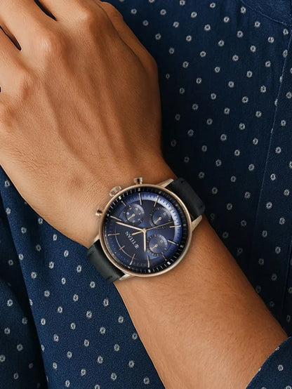 Titan Light Leathers Multifunction Analog With Blue Dial Watch - NT90171WL01