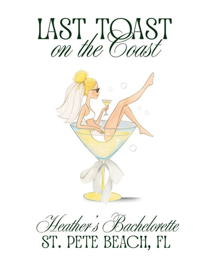 Toast on the Coast Bachelorette Beach Towel - Personalizable - FREE Shipping!