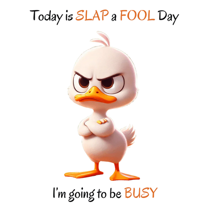 😡 Today is SLAP a FOOL Day! 🐥 Unisex Tee 😂 Warning: Grumpy duckling on the loose! - Whippie's