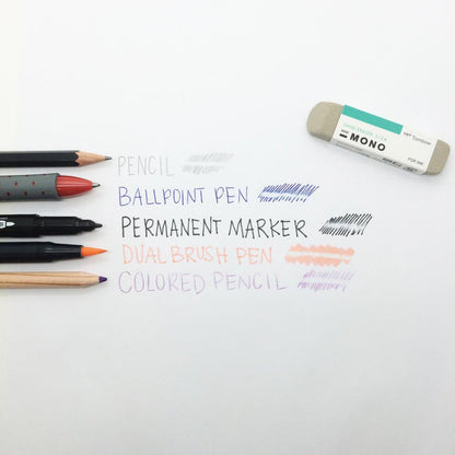 Tombow - MONO Sand Eraser - For Ink. This eraser is made from a mixture of sand and rubber which can be used to erase pencil as well as ink markings. Environmentally friendly, produced with all-natural materials. This package contains one sand eraser for typewriter. Imported. Available at Embellish Away located in Bowmanville Ontario Canada.