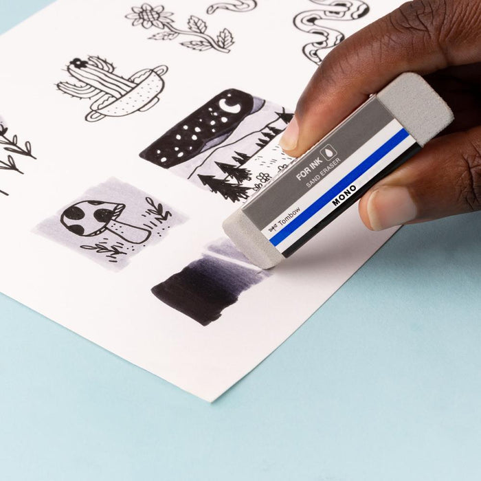 Tombow - MONO Sand Eraser - For Ink. Erase pencil as well as ink markings. Available at Embellish Away located in Bowmanville Ontario Canada