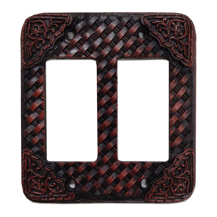 Tooled Resin Weaver Double Rocker Wall Switch Plate Switch and Outlet Wall Plate