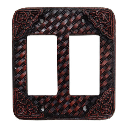 Tooled Resin Weaver Double Rocker Wall Switch Plate Switch and Outlet Wall Plate