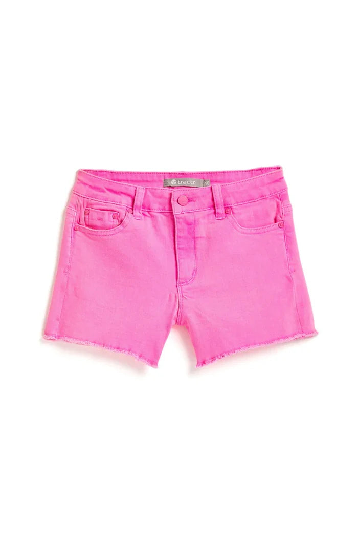 Tractr Neon Pink Fray Hem Shorts