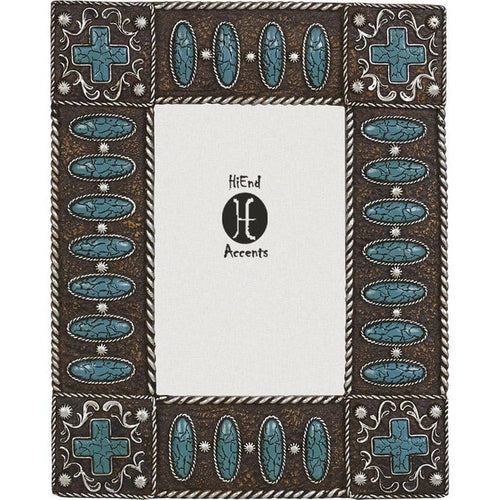 Turquoise Stones w/ Cross Picture Frame Picture Frame