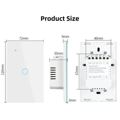 A diagram of a dimmer switch with a white background