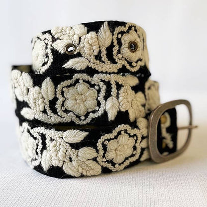 Two-Tone Wool Belt- Black/Cream- Assorted Sizes