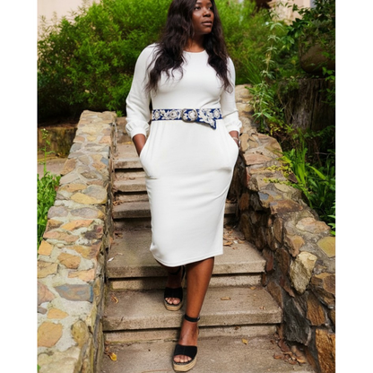 Two-Tone Wool Belt- Blue/Cream- Assorted Sizes
