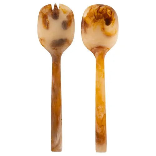 Umber & Cream Resin Serving Set