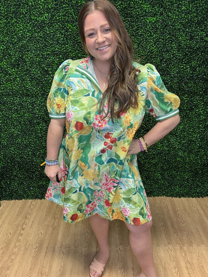 Umgee Jacard Print Mini Dress