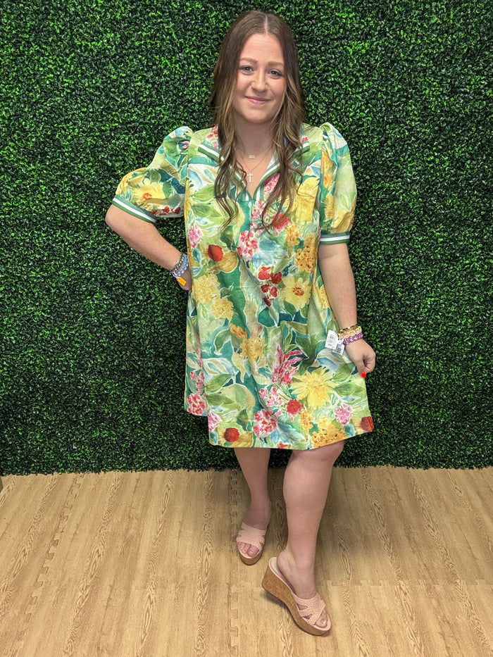 Umgee Jacard Print Mini Dress
