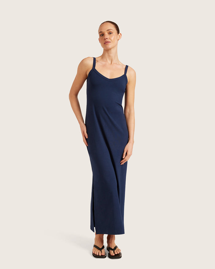 V-Neck Slip Dress - Navy