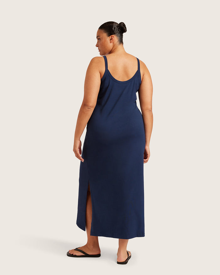 V-Neck Slip Dress - Navy