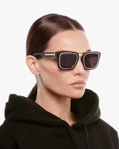 VANTA Draco Sunglasses - Gloss Black & Gold Metal