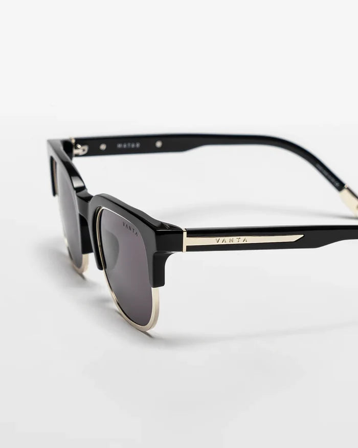 VANTA Matar Sunglasses - Gloss Black & Gold Metal