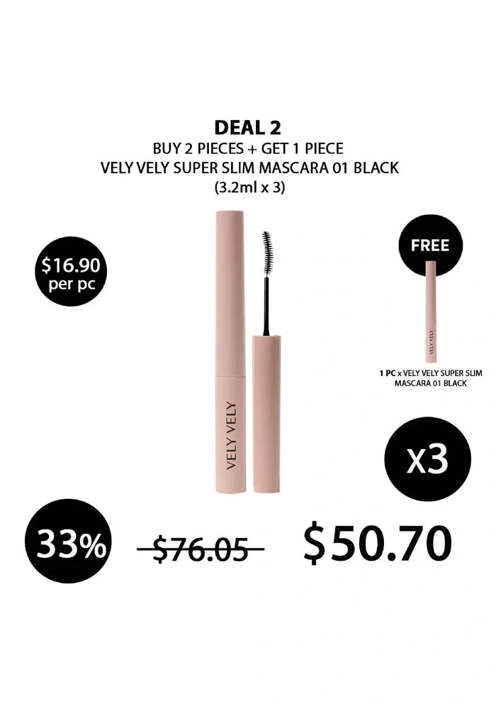 (BUY 2+1 FREE) VELY VELY SUPER SLIM MASCARA BLACK