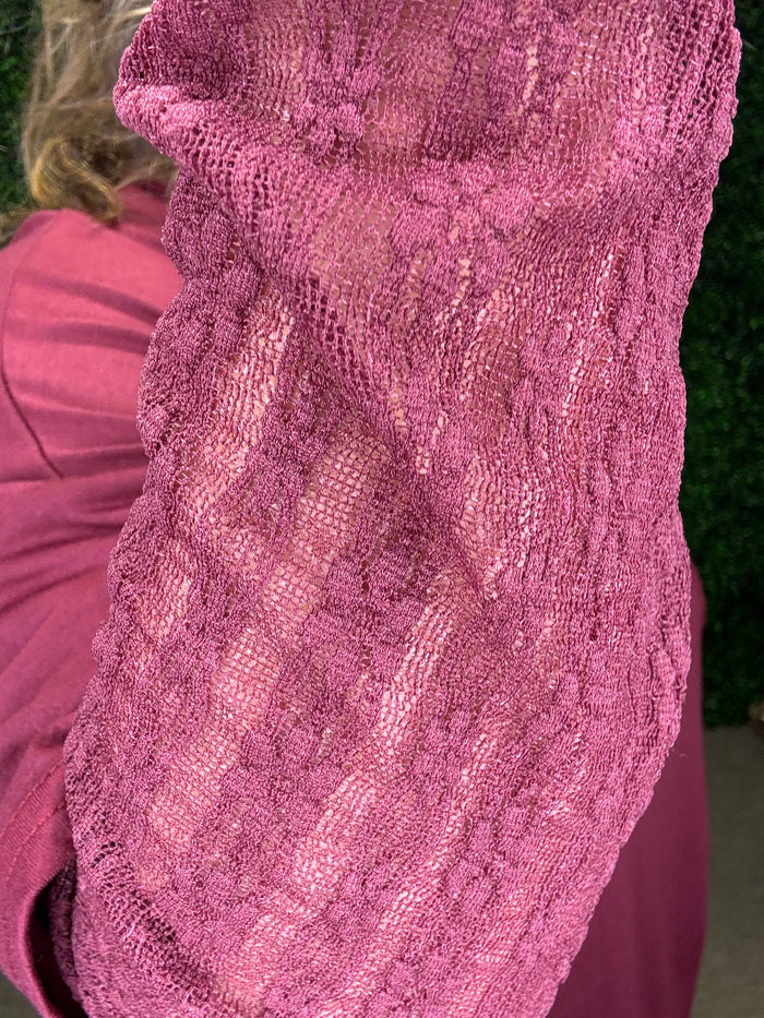 Very J Knit Top with Lace Sleeve