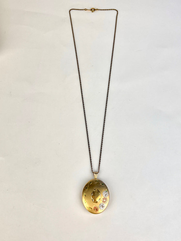 Vintage 14k Gold-Filled Engraved Floral Locket