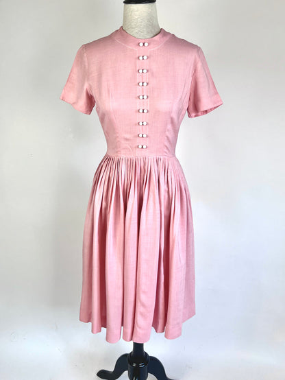 Vintage 1950s Pink Pleated Jonathan Logan Dress