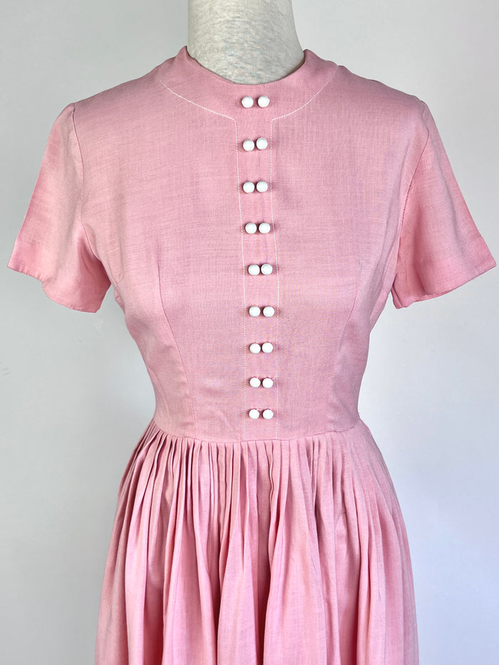 Vintage 1950s Pink Pleated Jonathan Logan Dress
