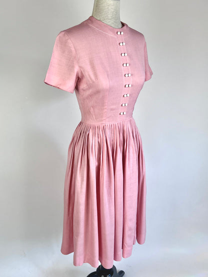 Vintage 1950s Pink Pleated Jonathan Logan Dress
