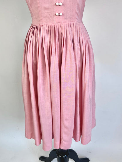 Vintage 1950s Pink Pleated Jonathan Logan Dress