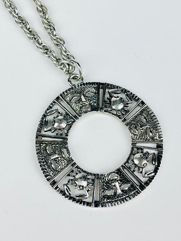 Vintage 1970s Cancer Crab Zodiac Necklace