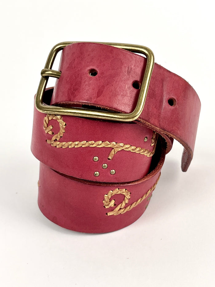 Vintage Red Leather Linea Pelle Belt
