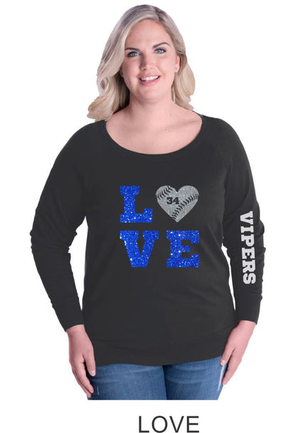 Vipers Curvy Ladies Slouchy Pullover in 3 Designs- Matte or Glitter