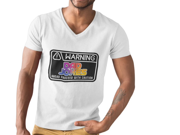 Warning: Dad Jokes Ahead - Proceed with Caution V-Neck Tee - Whippie's