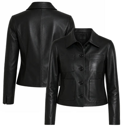 Wednesday Addams Black Leather Jacket — Jenna Ortega Nevermore Academy Gothic Jacket
