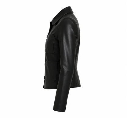 Wednesday Addams Black Leather Jacket — Jenna Ortega Nevermore Academy Gothic Jacket