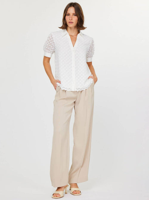 White Floral Button Down Blouse