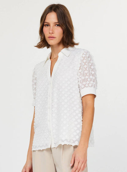 White Floral Button Down Blouse
