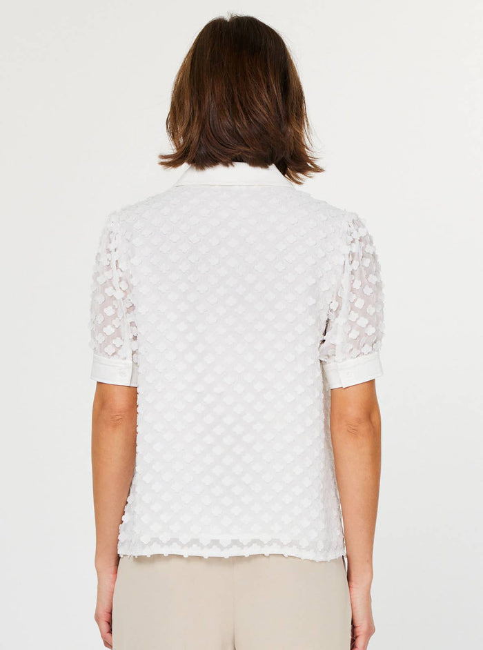 White Floral Button Down Blouse