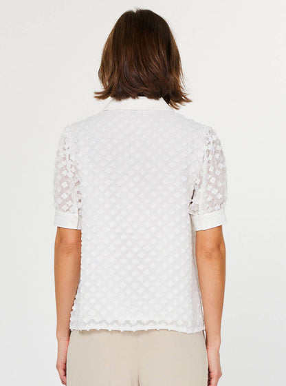 White Floral Button Down Blouse