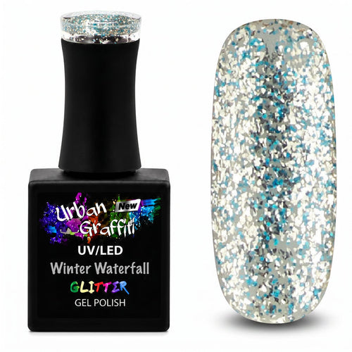 Winter Waterfall - UGGP-A0912 Urban Graffiti Blue and Silver Glitter Gel Polish 15ml