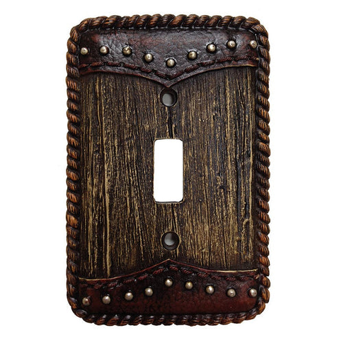 Woodgrain w/ Double Yoke Single Switch Wall Plate Switch and Outlet Wall Plate