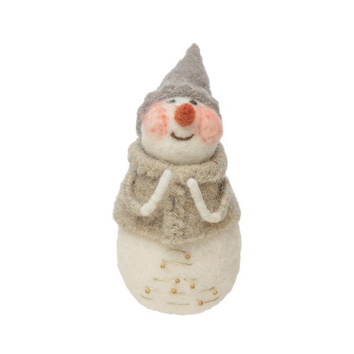 Wool Felt Snowman with Embroidery and Beads
