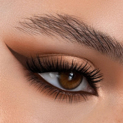 Work & Set + shade 'Brown' model look - eye close-up.