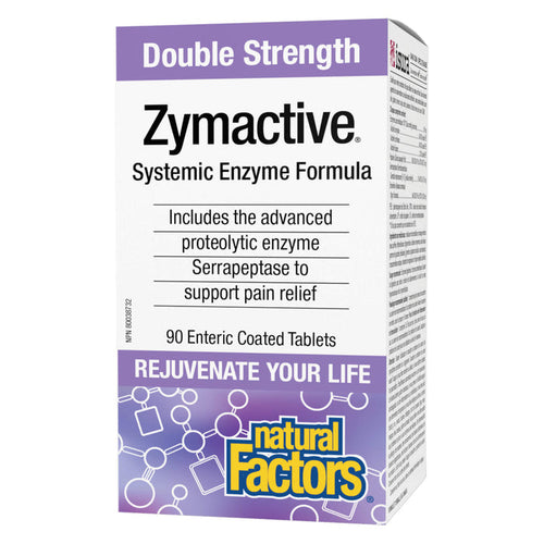Box of Natural Factors Zymactive Double Strength 90 Enteric Coated Tablets